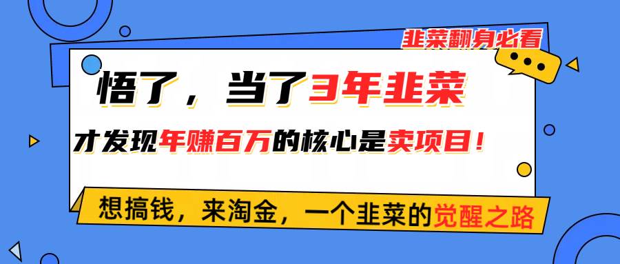 悟了，当了3年韭菜，才发现网赚圈年赚100万的核心是卖项目，含泪分享！-温馨分享网