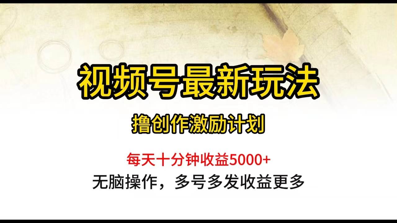 视频号最新玩法，每日一小时月入5000+-温馨分享网