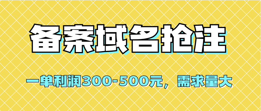 【全网首发】备案域名抢注，一单利润300-500元，需求量大-温馨分享网