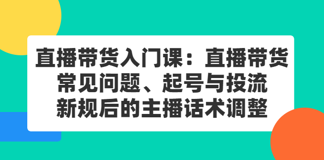 直播带货入门课：直播带货常见问题、起号与投流、新规后的主播话术调整-温馨分享网