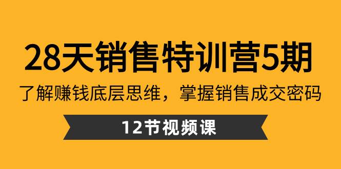 28天·销售特训营5期：了解赚钱底层思维，掌握销售成交密码（12节课）-温馨分享网