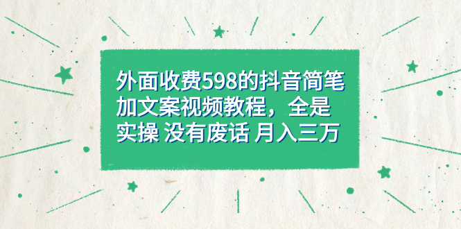 外面收费598抖音简笔加文案教程，全是实操 没有废话 月入三万（教程+资料）-温馨分享网