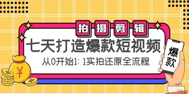 七天打造爆款短视频：拍摄+剪辑实操，从0开始1:1实拍还原实操全流程-温馨分享网
