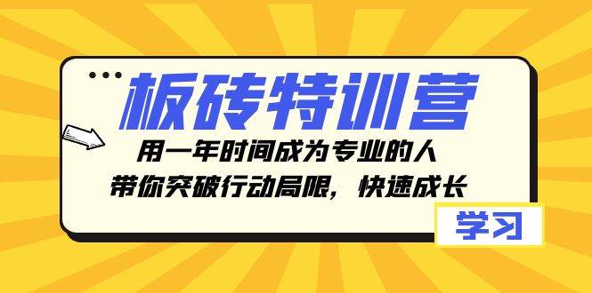 板砖特训营，用一年时间成为专业的人，带你突破行动局限，快速成长-温馨分享网