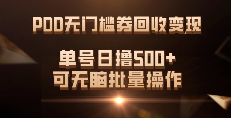 PDD无门槛券回收变现，单号日撸500+，可无脑-温馨分享网