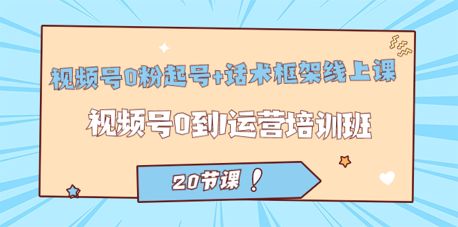 视频号·0粉起号+话术框架线上课：视频号0到1运营培训班（20节课）-温馨分享网