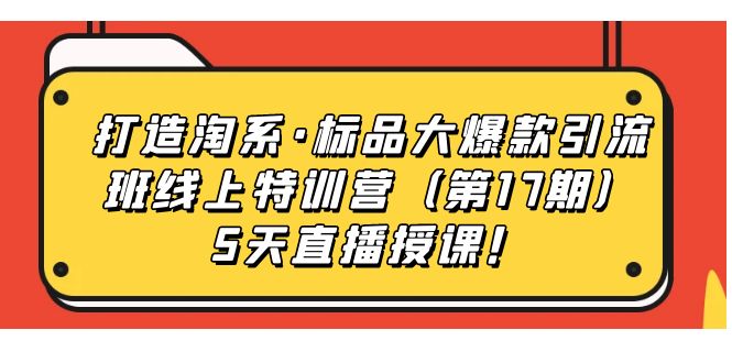 打造淘系·标品大爆款引流班线上特训营5天直播授课！-温馨分享网