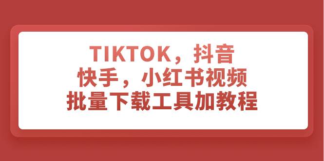 TIKTOK，抖音，快手，小红书视频批量下载工具加教程-温馨分享网