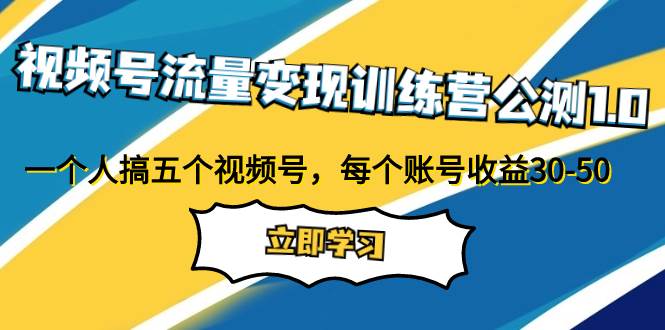 视频号流量变现训练营公测1.0：一个人搞五个视频号，每个账号收益30-50-温馨分享网