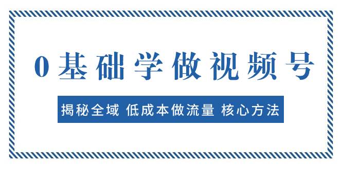 0基础学做视频号：揭秘全域 低成本做流量 核心方法  快速出爆款 轻松变现-温馨分享网