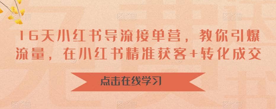16天-小红书 导流接单营，教你引爆流量，在小红书精准获客+转化成交-温馨分享网