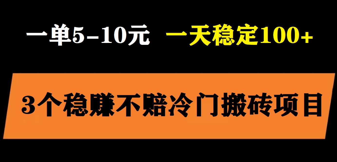 3个最新稳定的冷门搬砖项目，小白无脑照抄当日变现日入过百-温馨分享网