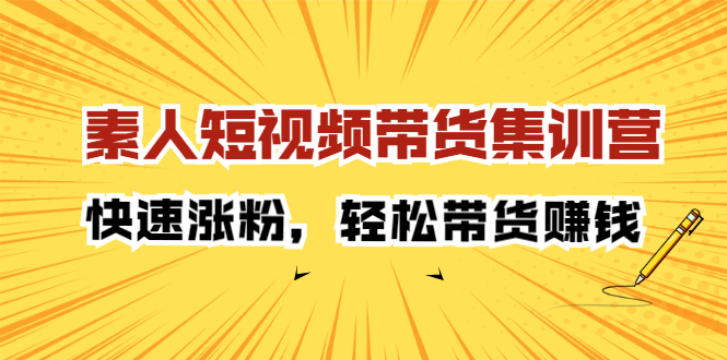 素人短视频带货集训营：快速涨粉，轻松带货赚钱-温馨分享网