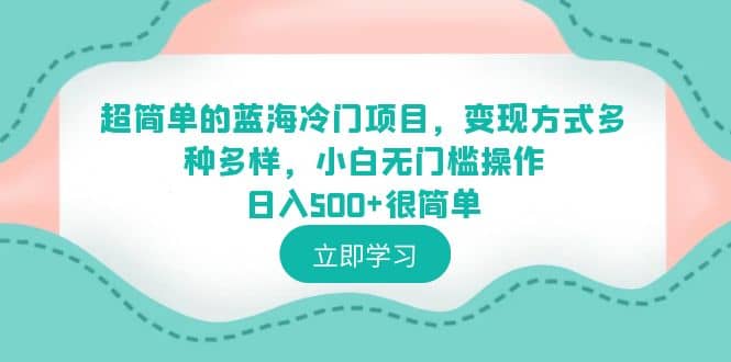 超简单的蓝海冷门项目，变现方式多种多样，小白无门槛操作日入500+很简单-温馨分享网