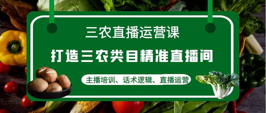 三农直播运营课：打造三农类目精准直播间，主播培训、话术逻辑、直播运营-温馨分享网