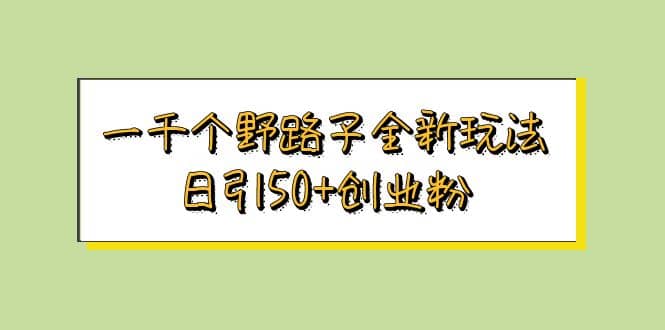 一千个野路子全新玩法 日引50+创业粉-温馨分享网