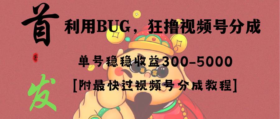 全网独家首发，视频号BUG，超短期项目，单号每日净收益300-5000！-温馨分享网