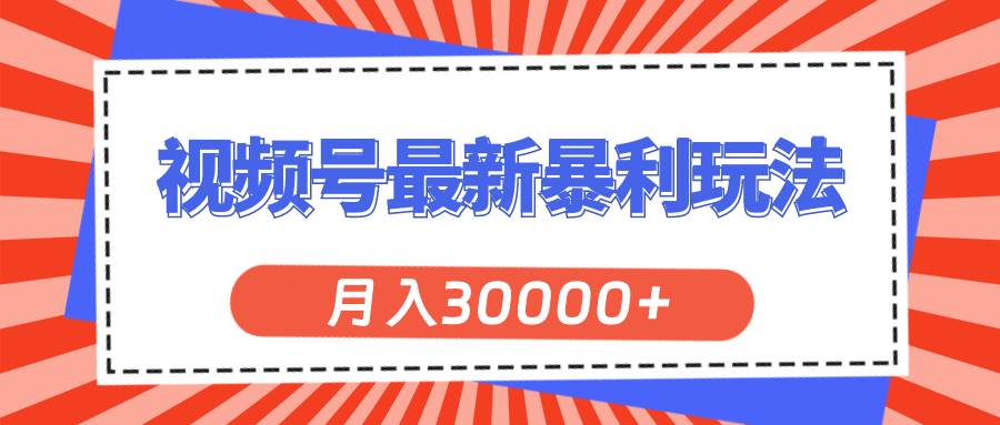 视频号最新暴利玩法，轻松月入30000+-温馨分享网