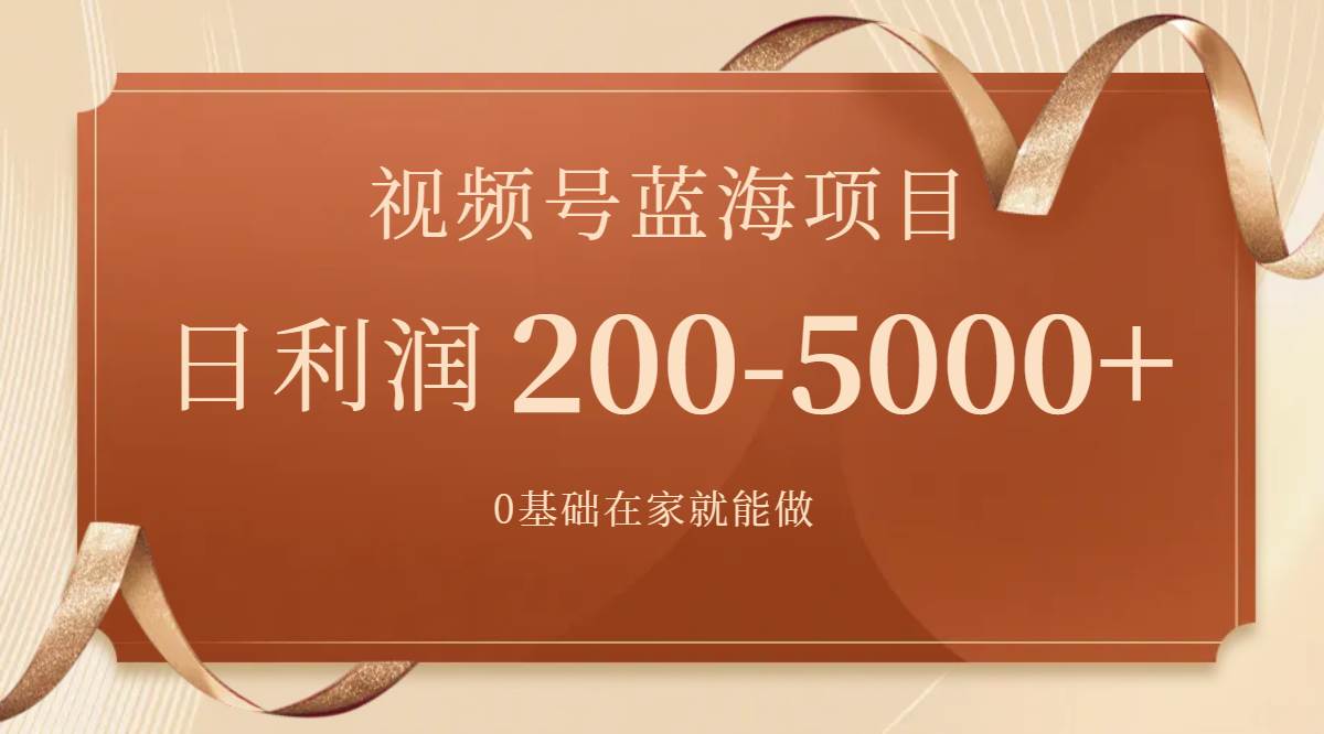 视频号蓝海项目，0基础在家也能做，一天200-5000+【附266G资料】-温馨分享网