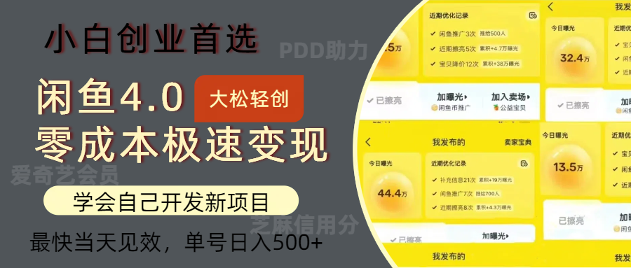 闲鱼0成本极速变现项目，多种变现方式，单号日入500+最新玩法-温馨分享网