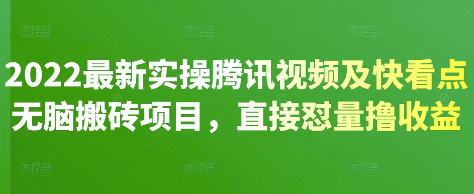 2022最新实操腾讯视频及快看点无脑搬砖项目，直接怼量撸收益-温馨分享网