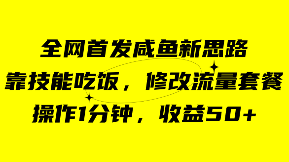 咸鱼冷门新玩法，靠“技能吃饭”，修改流量套餐，操作1分钟，收益50+-温馨分享网