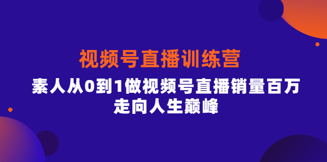 视频号直播训练营，素人从0到1做视频号直播销量百万，走向人生巅峰-温馨分享网