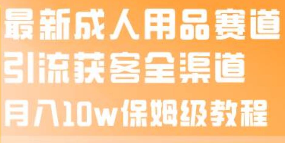 最新成人用品赛道引流获客全渠道，月入10w保姆级教程-温馨分享网