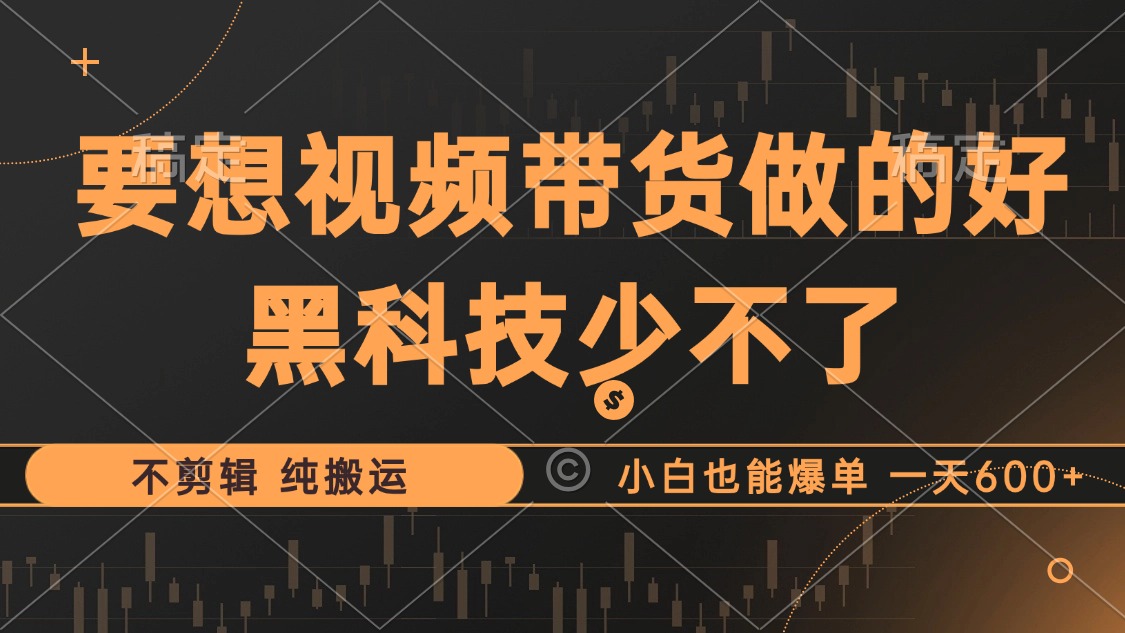 抖音视频带货最暴力玩法，利用黑科技纯搬运，一刀不剪，小白也能爆单，一天600+-温馨分享网
