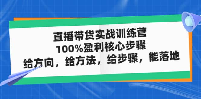 直播带货实战训练营：100%盈利核心步骤，给方向，给方法，给步骤，能落地-温馨分享网