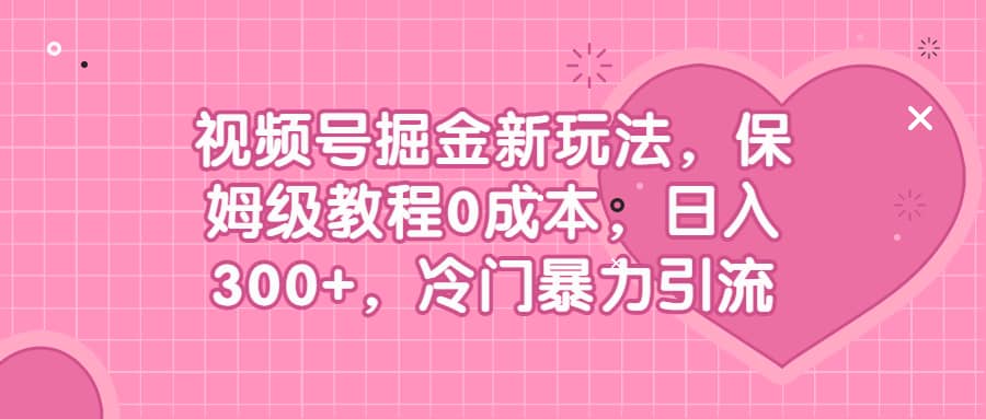 视频号掘金新玩法，保姆级教程0成本，日入300+，冷门暴力引流-温馨分享网