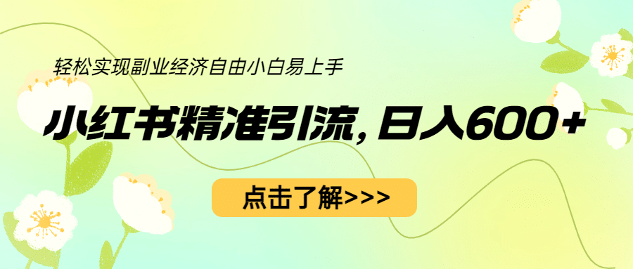小红书精准引流，小白日入600+，轻松实现副业经济自由（教程+1153G资源）-温馨分享网