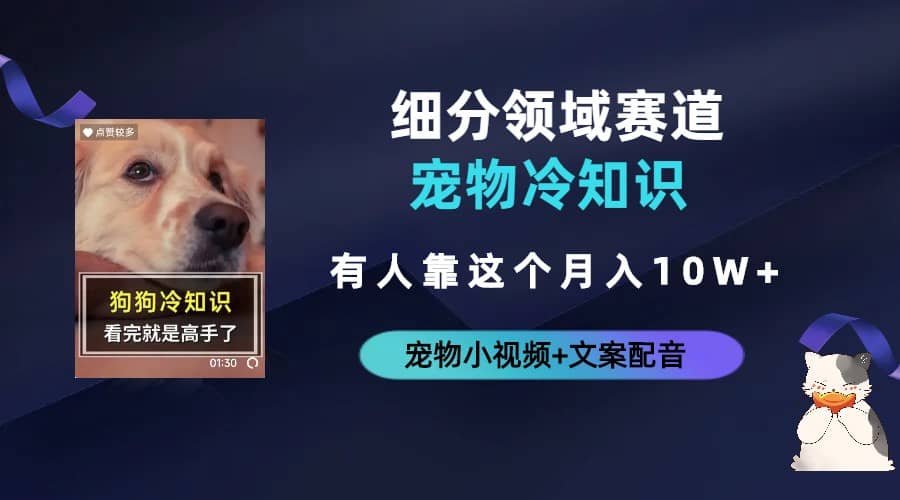 不起眼的抖音细分赛道-宠物冷知识，一段宠物视频配文案，有人靠这个月入10w-温馨分享网