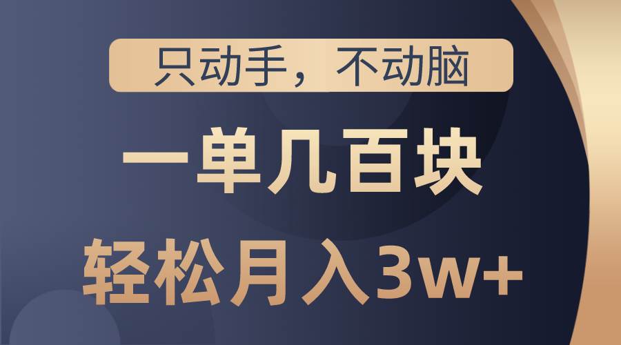 只动手不动脑，一单几百块，轻松月入3w+，看完就能直接操作，详细教程-温馨分享网