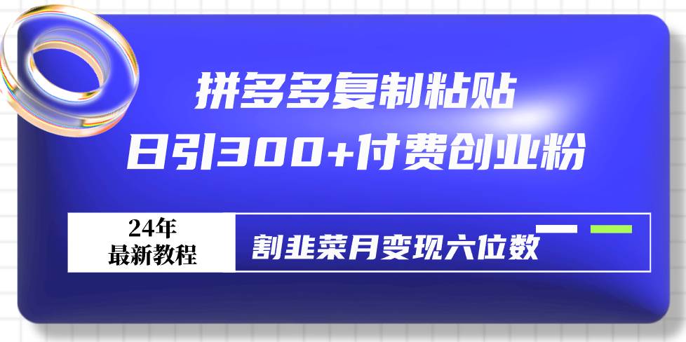 拼多多复制粘贴日引300+付费创业粉，割韭菜月变现六位数最新教程！-温馨分享网