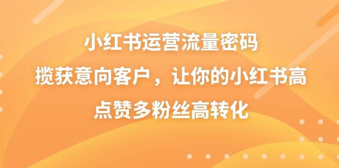 小红书运营流量密码，揽获意向客户，让你的小红书高点赞多粉丝高转化-温馨分享网