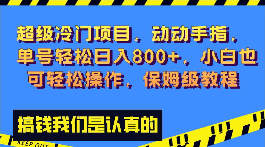 超级冷门项目,动动手指，单号轻松日入800+，小白也可轻松操作，保姆级教程-温馨分享网