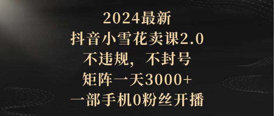 2024最新抖音小雪花卖课2.0 不违规 不封号 矩阵一天3000+一部手机0粉丝开播-温馨分享网