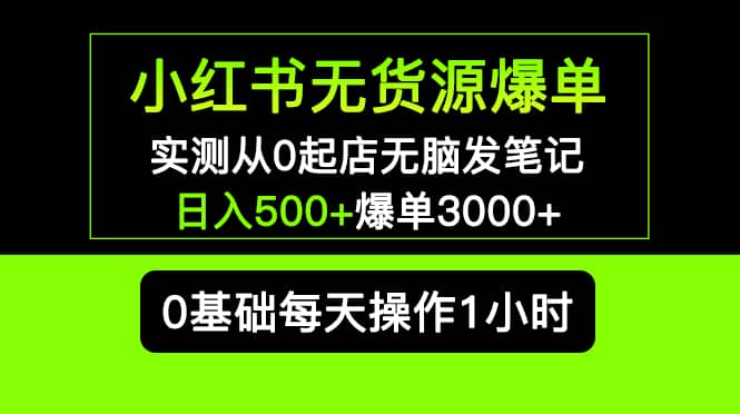 小红书无货源爆单 实测从0起店无脑发笔记爆单3000+长期项目可多店-温馨分享网
