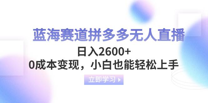 蓝海赛道拼多多无人直播，日入2600+，0成本变现，小白也能轻松上手-温馨分享网