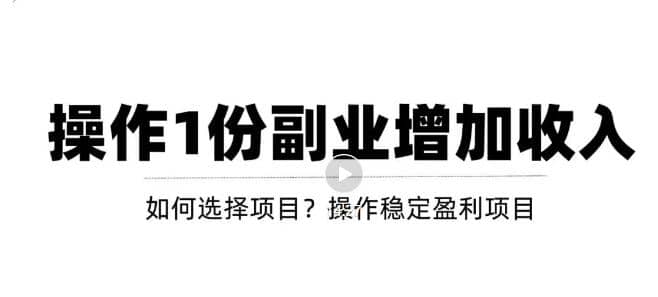 新手如何通过操作副业增加收入，从项目选择到玩法分享！【视频教程】-温馨分享网