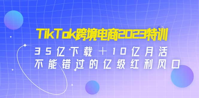 TikTok跨境电商2023特训：35亿下载＋10亿月活，不能错过的亿级红利风口-温馨分享网