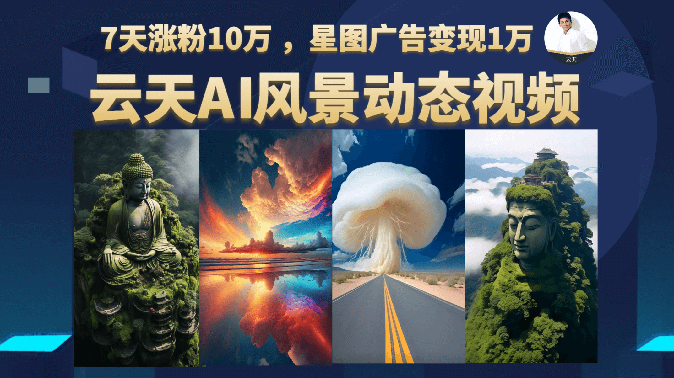 云天AI风景动图视频制作，7天涨粉10万 ，星图广告变现1万-温馨分享网