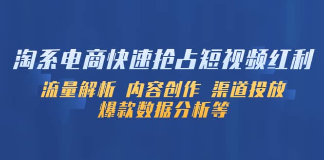 淘系电商快速抢占短视频红利：流量解析 内容创作 渠道投放 爆款数据分析等-温馨分享网