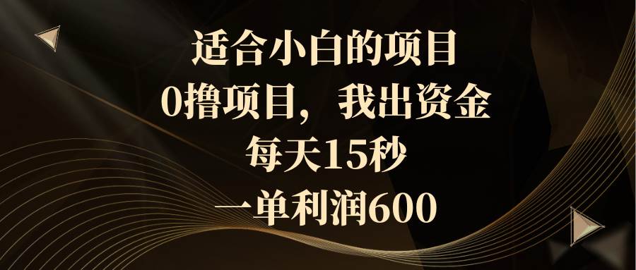适合小白的项目，0撸项目，我出资金，每天15秒，一单利润600-温馨分享网