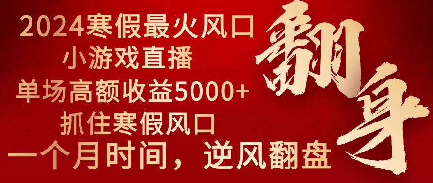 2024年最火寒假风口项目 小游戏直播 单场收益5000+抓住风口 一个月直接提车-温馨分享网