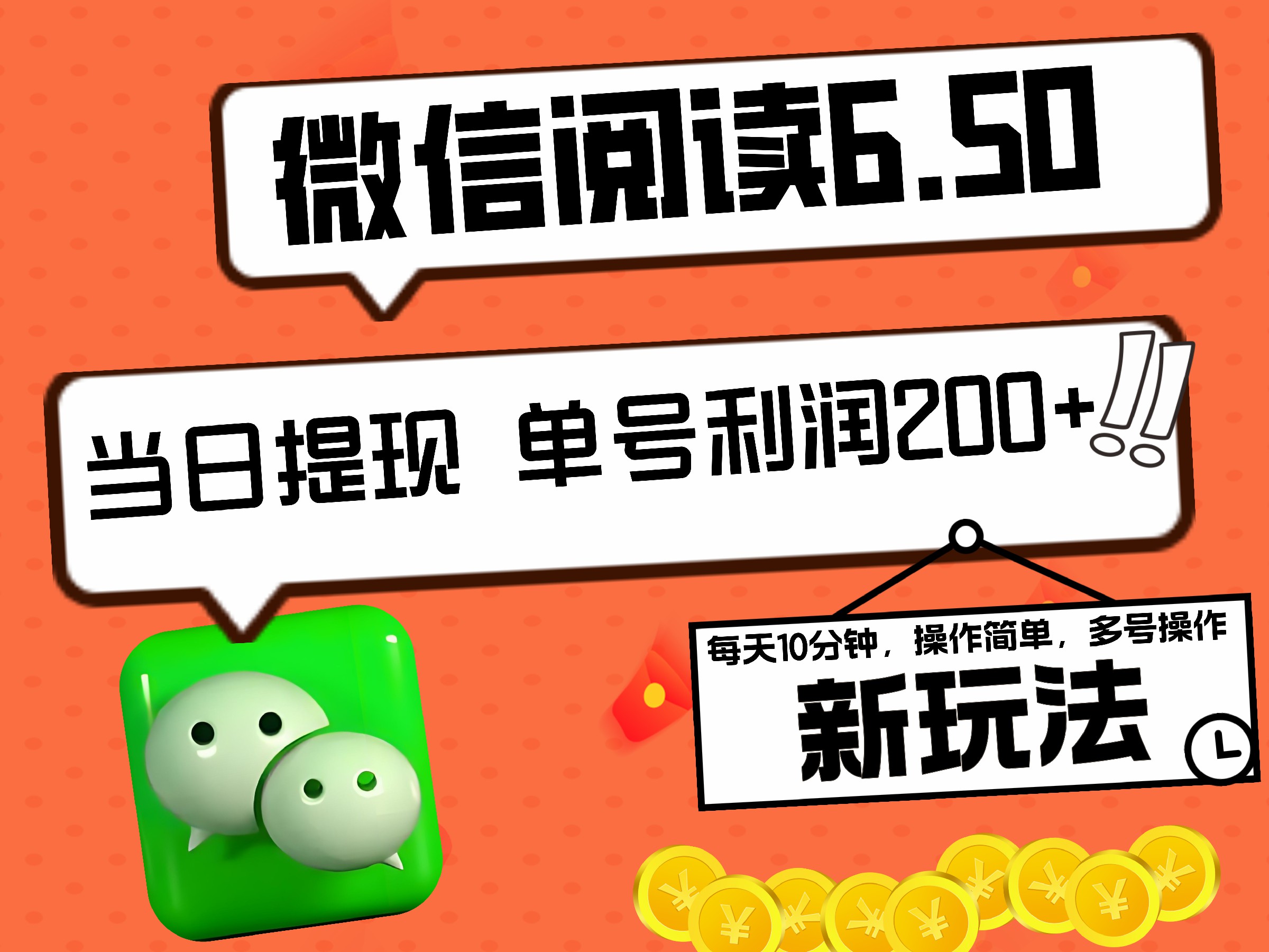 2024最新微信阅读6.50新玩法，5-10分钟 日利润200+，0成本当日提现，可矩阵多号操作-温馨分享网