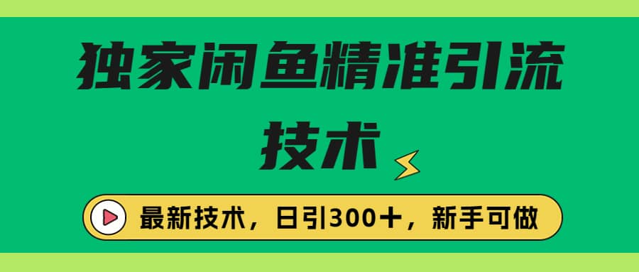 独家闲鱼引流技术，日引300＋实战玩法-温馨分享网