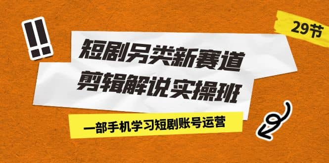 短剧另类新赛道剪辑解说实操班：一部手机学习短剧账号运营（29节 价值500）-温馨分享网