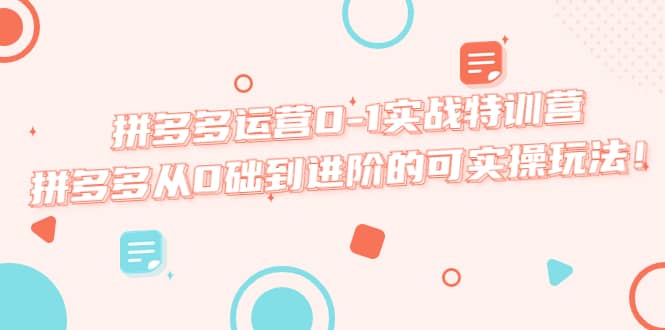 拼多多运营0-1实战特训营，拼多多从0础到进阶的可实操玩法-温馨分享网